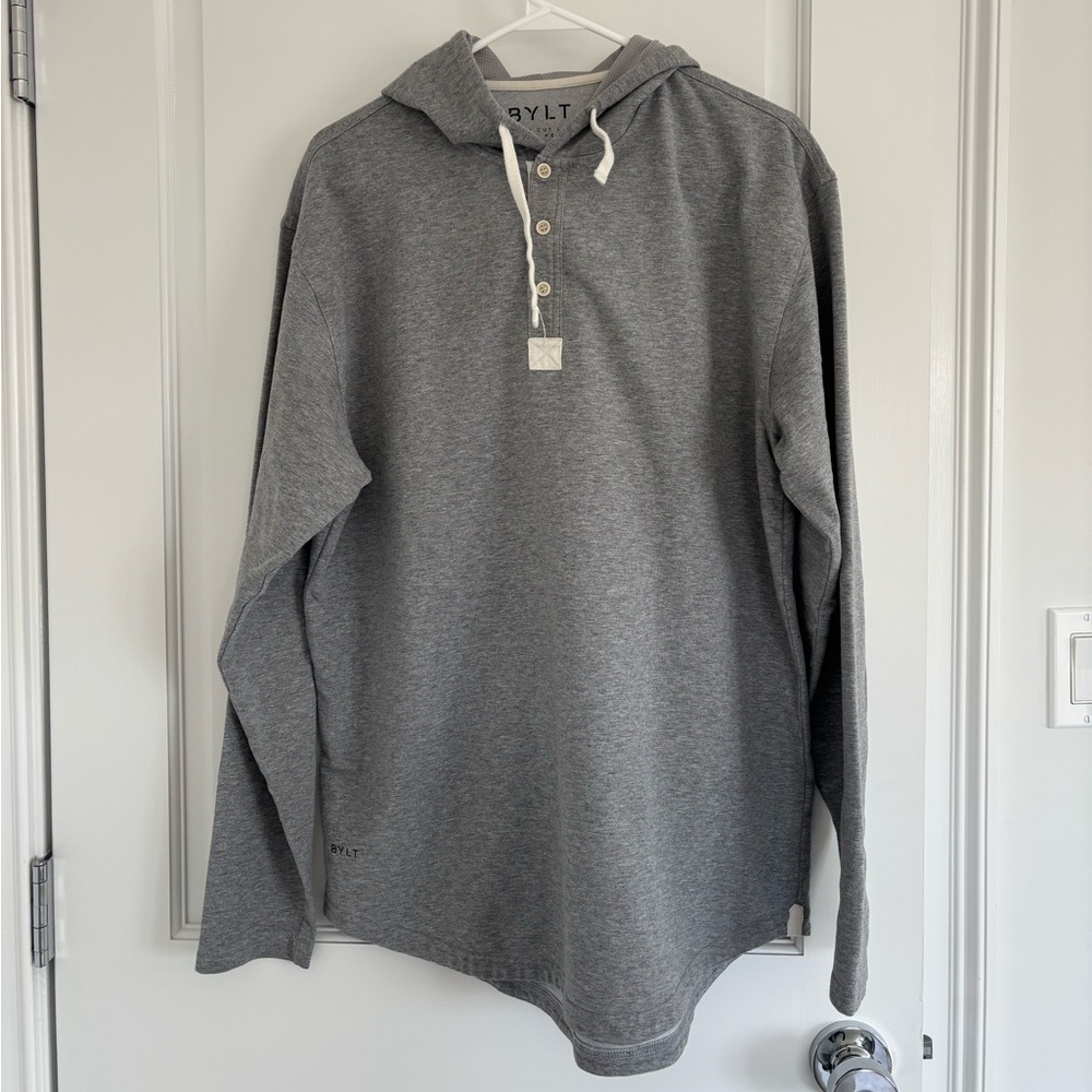 BYLT Men's Gray Hooded Long-Sleeve Henley